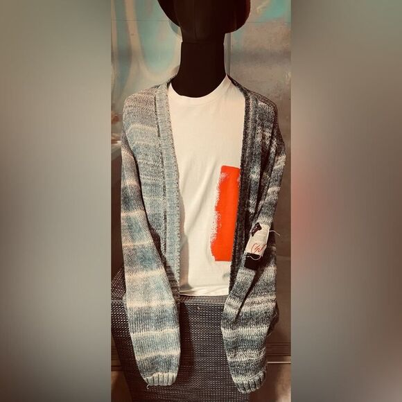 Paul & Shark Sweater - Greg Lauren Blue Sweater - Size Medium - Wool Cardigan - - Picture 1 of 9